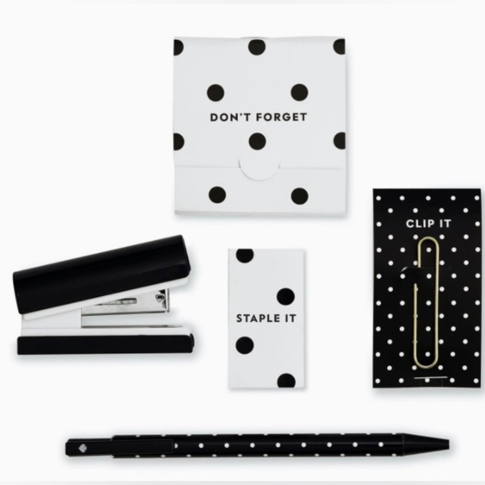 Kate Spade New York Decorative Desk Gift Set Classic Black Kate Dot - Picture 2 of 8